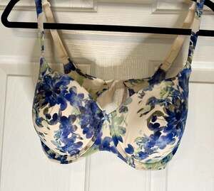Ambrielle Everyday Full Coverage Blue Floral Underwire Bra 36DD